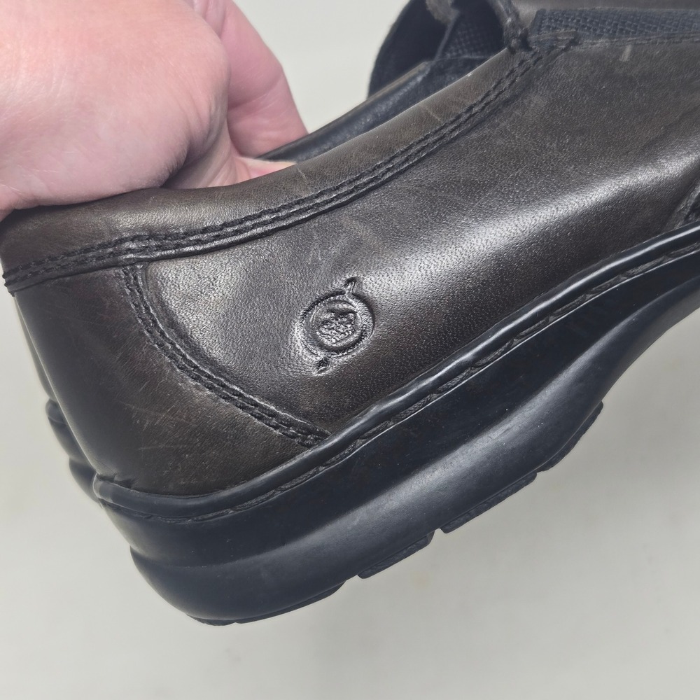 Born Mens Slip On Loafers Leather Moc Toe Shoes Dark Brown Black M3455 10.5 44.5 - Picture 3 of 10